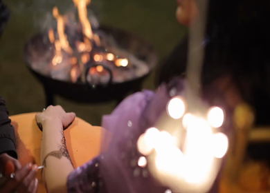 A Slow Motion Shot of Applying Mehndi on Bride's hand at her Indian Wedding in India