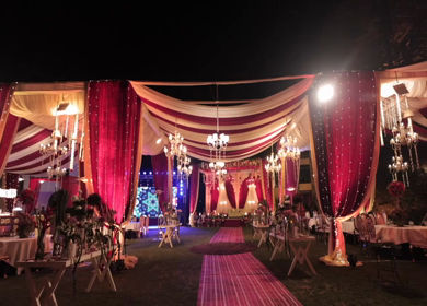 A Slow Motion Shot of an Indian Wedding Venue Decoration in India