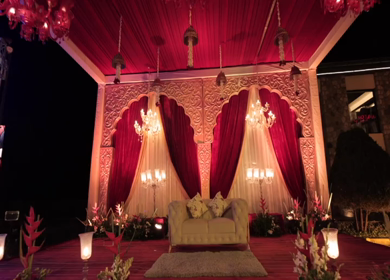 A Slow Motion Shot of an Indian Wedding Venue Decoration in India