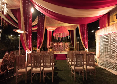 A Slow Motion Shot of an Indian Wedding Venue Decoration in India