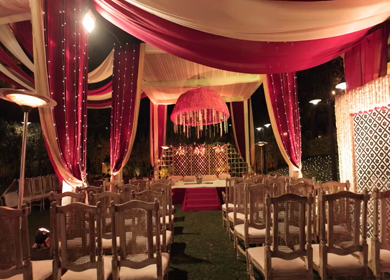 A Slow Motion Shot of an Indian Wedding Venue Decoration in India