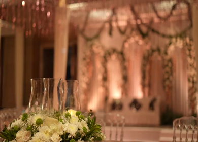 A Slow Motion Shot of an Indian Wedding Venue Decoration in India