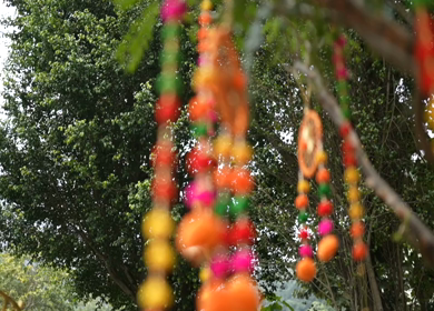 A Slow Motion Shot of an Indian Wedding Venue Decoration in India
