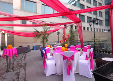 A Slow Motion Shot of an Indian Wedding Venue Decoration in India