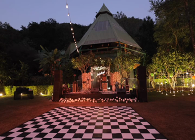 A Slow Motion Shot of an Indian Wedding Venue Decoration in India