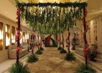 A Slow Motion Shot of an Indian Wedding Venue Decoration in India