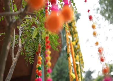 A Slow Motion Shot of an Indian Wedding Venue Decoration in India
