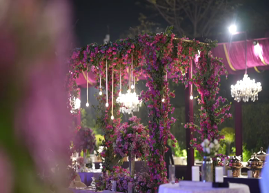 A Slow Motion Shot of an Indian Wedding Venue Decoration in India