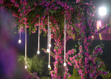 A Slow Motion Shot of an Indian Wedding Venue Decoration in India