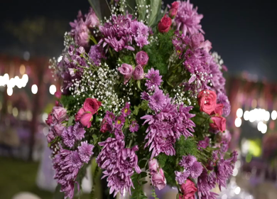 A Slow Motion Shot of an Indian Wedding Venue Decoration in India