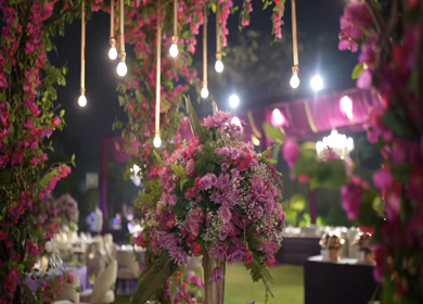 A Slow Motion Shot of an Indian Wedding Venue Decoration in India