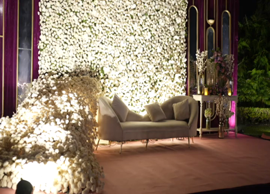 A Slow Motion Shot of an Indian Wedding Venue Decoration in India