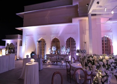 A Slow Motion Shot of an Indian Wedding Venue Decoration in India