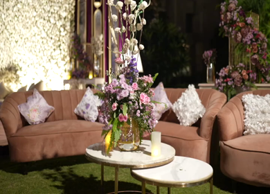 A Slow Motion Shot of an Indian Wedding Venue Decoration in India