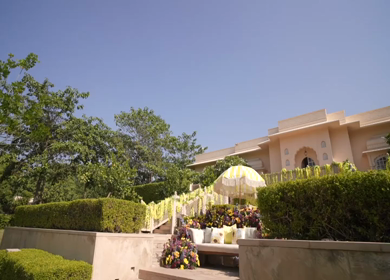 A Slow Motion Shot of an Indian Wedding Venue Decoration in India