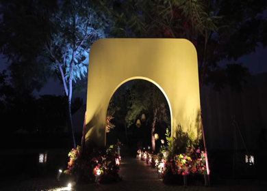 A Slow Motion Shot of an Indian Wedding Venue Decoration in India