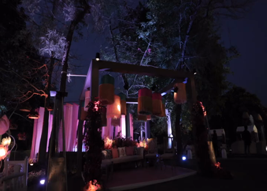 A Slow Motion Shot of an Indian Wedding Venue Decoration in India