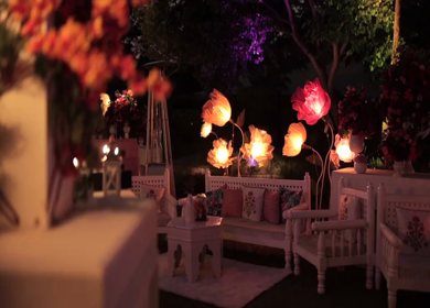 A Slow Motion Shot of an Indian Wedding Venue Decoration in India