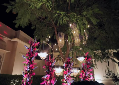 A Slow Motion Shot of an Indian Wedding Venue Decoration in India