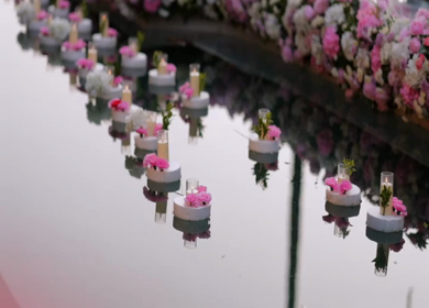 A Slow Motion Shot of an Indian Wedding Venue Decoration in India