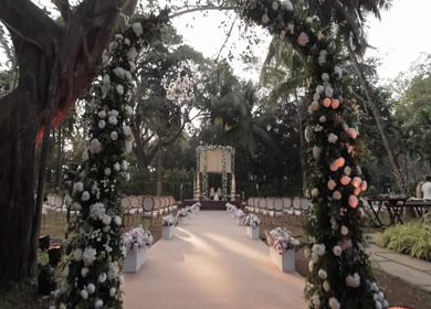 A Slow Motion Shot of an Indian Wedding Venue Decoration in India