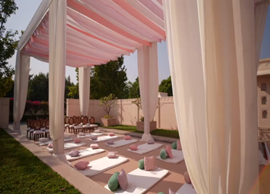 A Slow Motion Shot of an Indian Wedding Venue Decoration in India