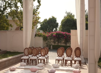 A Slow Motion Shot of an Indian Wedding Venue Decoration in India
