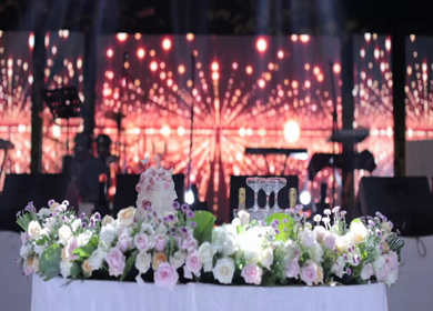 A Slow Motion Shot of an Indian Wedding Venue Decoration in India
