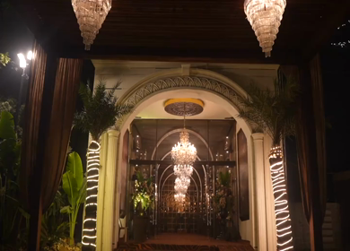 A Slow Motion Shot of an Indian Wedding Venue Decoration in India