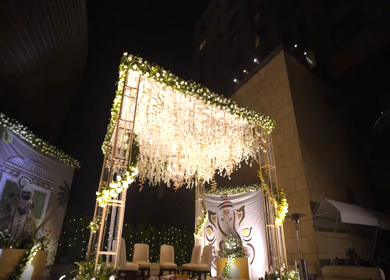 A Slow Motion Shot of an Indian Wedding Venue Decoration in India