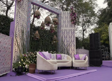 A Slow Motion Shot of an Indian Wedding Venue Decoration in India