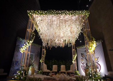 A Slow Motion Shot of an Indian Wedding Venue Decoration in India