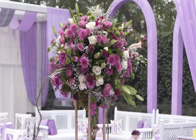 A Slow Motion Shot of an Indian Wedding Venue Decoration in India