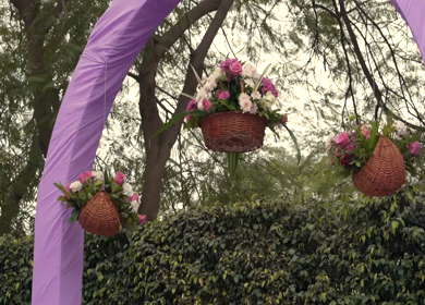 A Slow Motion Shot of an Indian Wedding Venue Decoration in India