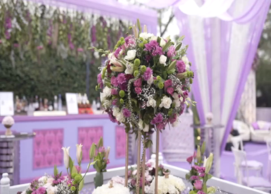 A Slow Motion Shot of an Indian Wedding Venue Decoration in India