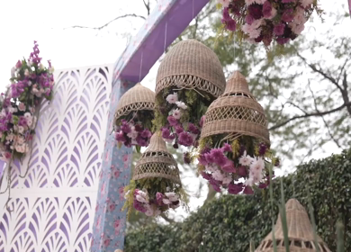 A Slow Motion Shot of an Indian Wedding Venue Decoration in India