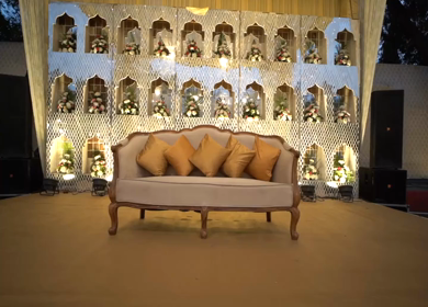 A Slow Motion Shot of an Indian Wedding Venue Decoration in India