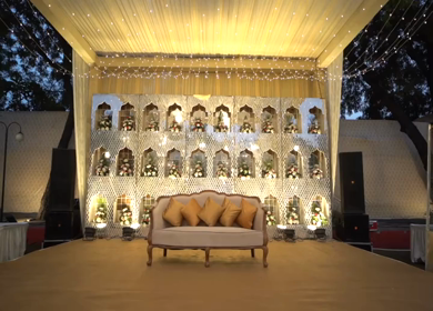 A Slow Motion Shot of an Indian Wedding Venue Decoration in India