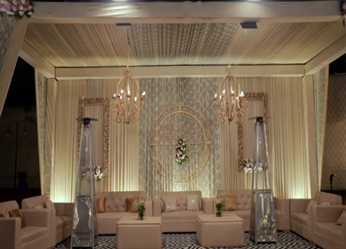 A Slow Motion Shot of an Indian Wedding Venue Decoration in India