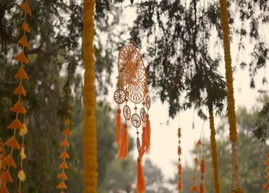 A Slow Motion Shot of an Indian Wedding Venue Decoration in India