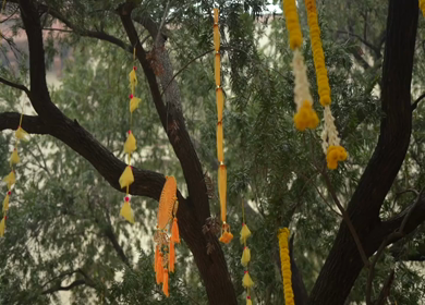 A Slow Motion Shot of an Indian Wedding Venue Decoration in India
