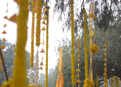 A Slow Motion Shot of an Indian Wedding Venue Decoration in India