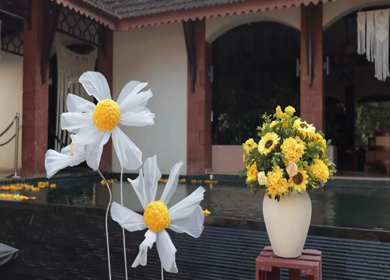 A Slow Motion Shot of an Indian Wedding Venue Decoration in India
