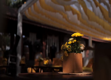 A Slow Motion Shot of an Indian Wedding Venue Decoration in India