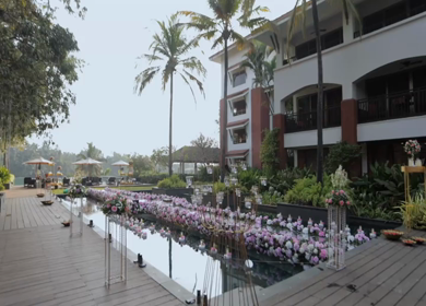 5th February 2025 : A Slow Motion Shot of an Indian Wedding Venue Decoration in India