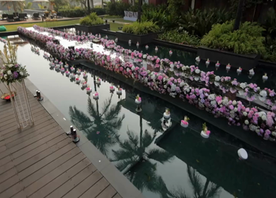 5th February 2025 : A Slow Motion Shot of an Indian Wedding Venue Decoration in India