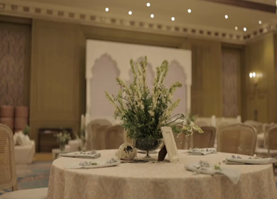 A Slow Motion Shot of an Indian Wedding Venue Decoration in India