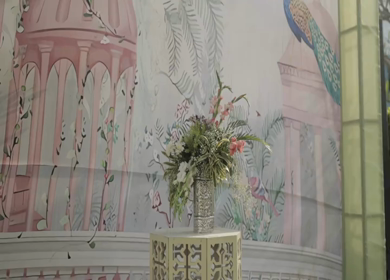 A Slow Motion Shot of an Indian Wedding Venue Decoration in India