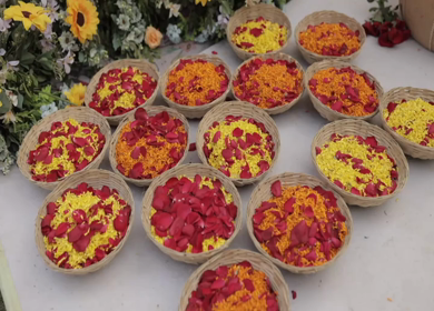 A Slow Motion Shot of an Indian Wedding Venue Decoration in India