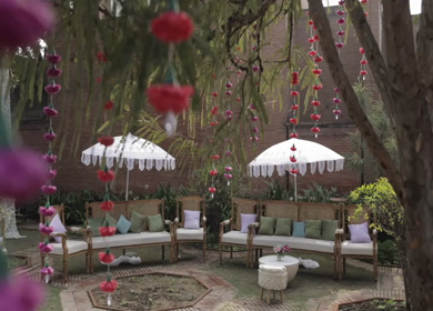 A Slow Motion Shot of an Indian Wedding Venue Decoration in India